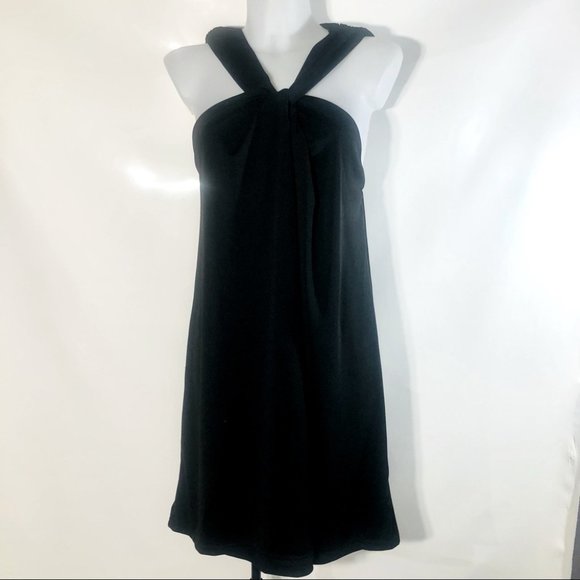 Suzanne Betro Division D Black Tie Collar Sleeveless Shift Midi Dress Size L - Picture 1 of 9
